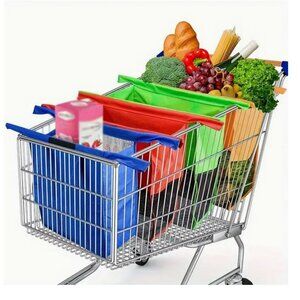 NWT Shopping Bags Cart Large Tote Bag Nylon Portable Doubles as Travel/Overnight